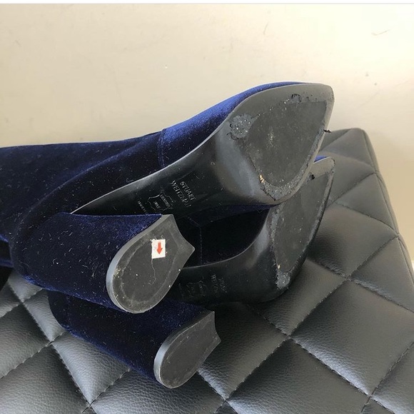 Stuart Weitzman dark blue velvet OTK boots - Picture 7 of 10